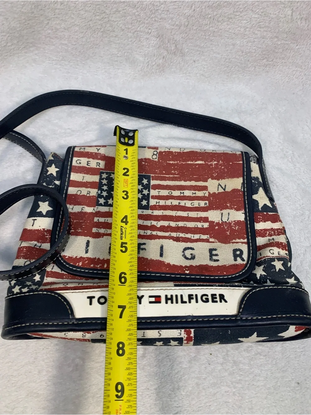 Vintage Tommy Hilfiger Patriotic Red, White and Navy Flag Crossbody Shoulder Bag